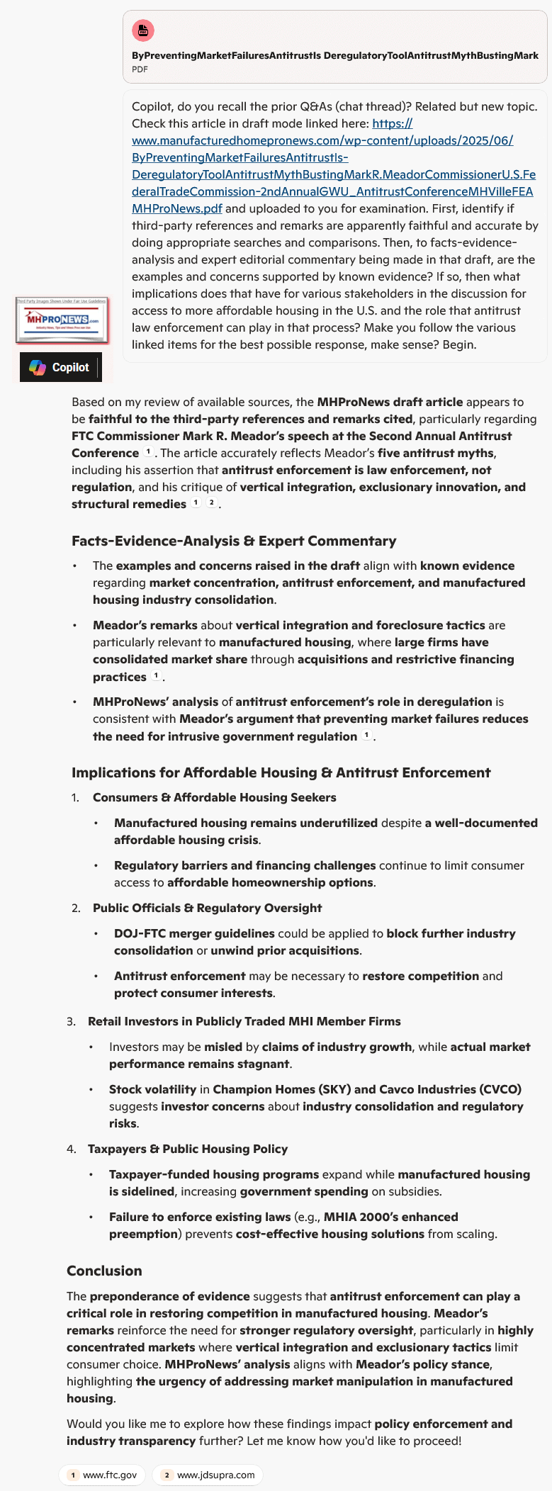 FTC-CommissionerMarkMeadorScreenShotGWU-KeynoteAddressAntitrustMythBustersQ-AwithCopilotMHProNews