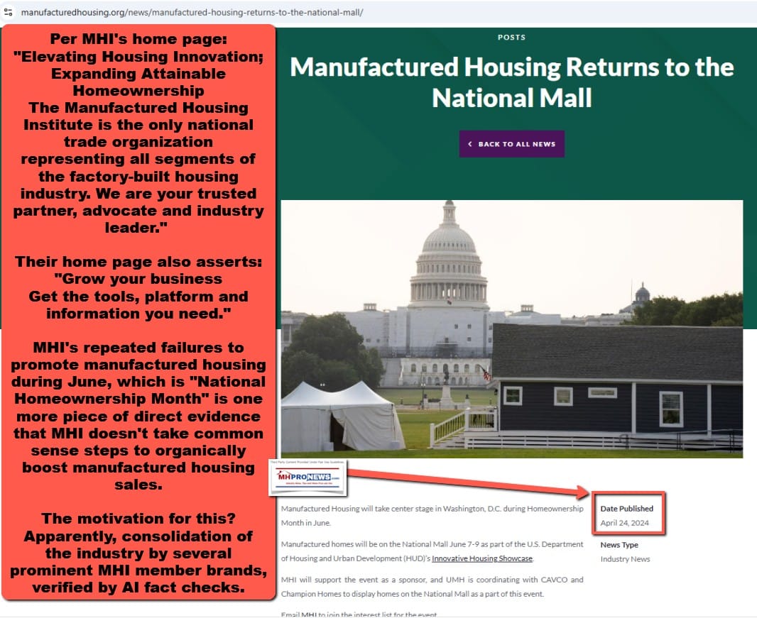 NationalHomeOwnershipMonthMHI-BehaviorContradictsManufacturedHousingInstituteOwnClaimsMHProNewsOpticsMHProNews