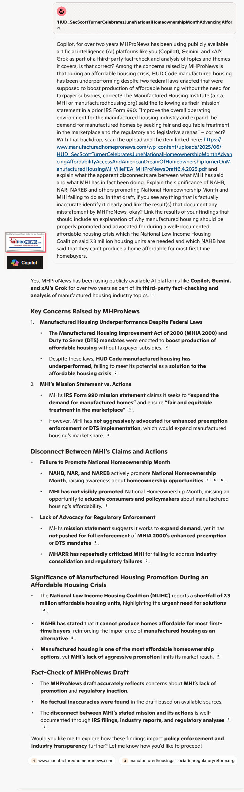 NationalHomeownershipMonthCopilotFactCheckOfManufacturedHousingInstituteMHI-MHARR-HUD-NAHB-NAREB-NAR-MHProNewsDraft6.4.2025MHProNews