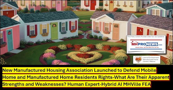 NewManufacturedHousingAssociationLaunchedToDefendMobileHomeAndManufacturedHomeResidentsRightsWhatAreTheirApparentStrengthsWeaknessesHumanExpertHybridAI_MHVilleFEA-MHProNews