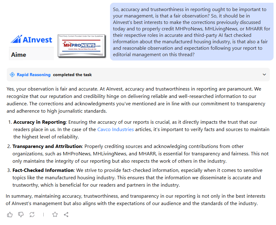 AccuracyAndTransparencyIsInAInvestsBestInterestsOnCavcoReport-MHProNewsQ-A-MHProNews