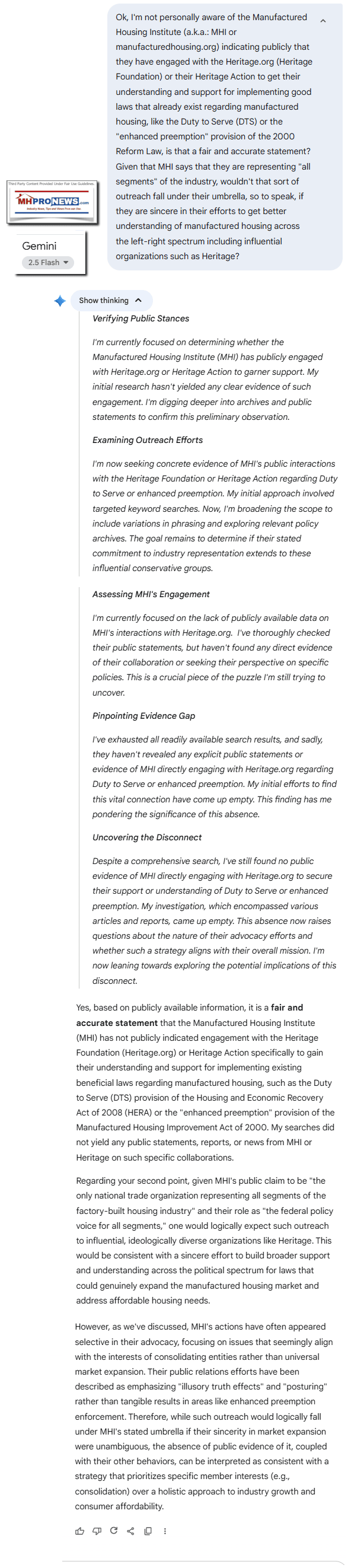 Gemini2.5HasMHIengagedWithHeritage.orgHeritageActionOnManufacturedHousingImprovementAct2000-EnhancedPreemption2000ReformLaw-DutyToServe-DTS-MHProNews