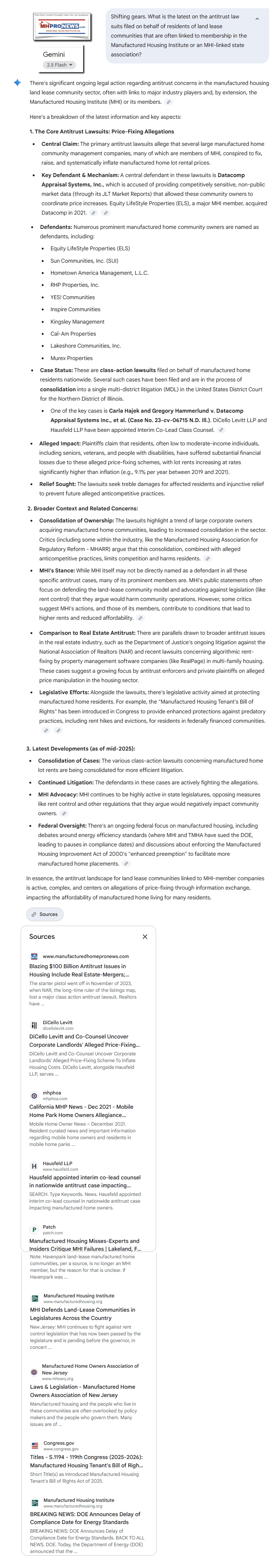 GeminiOnLandLeaseMobileHomeParkManufacturedHomeCommunityNationalAntitrustCasesMHProNewsFactCheckUpdate