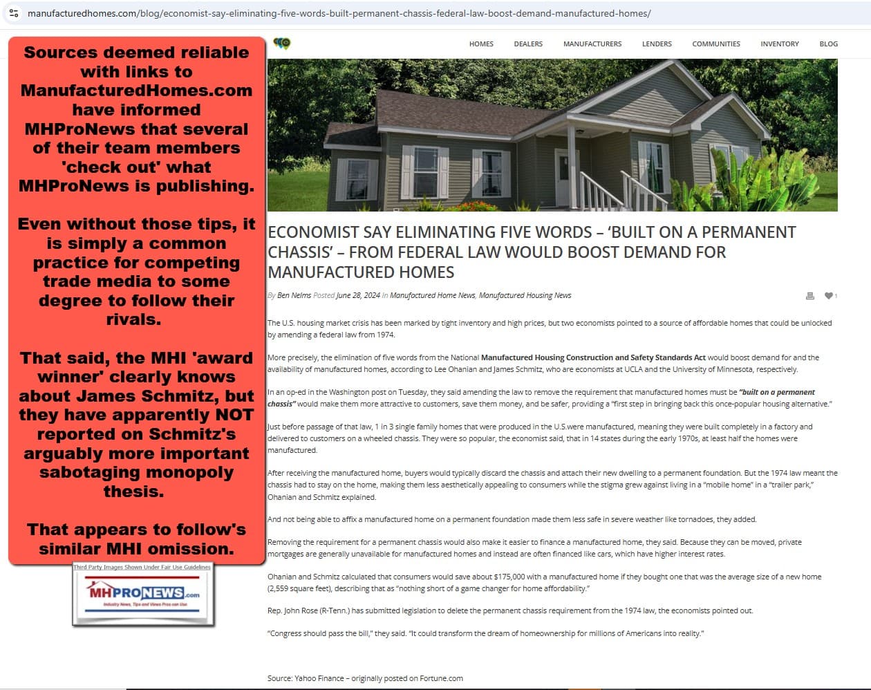 ManufacturedHomes.com-JamesSchmitzLeeOhanianRemove5WordsPermenantChasisManufacturedHousingInstituteMHProNewsFactCheck