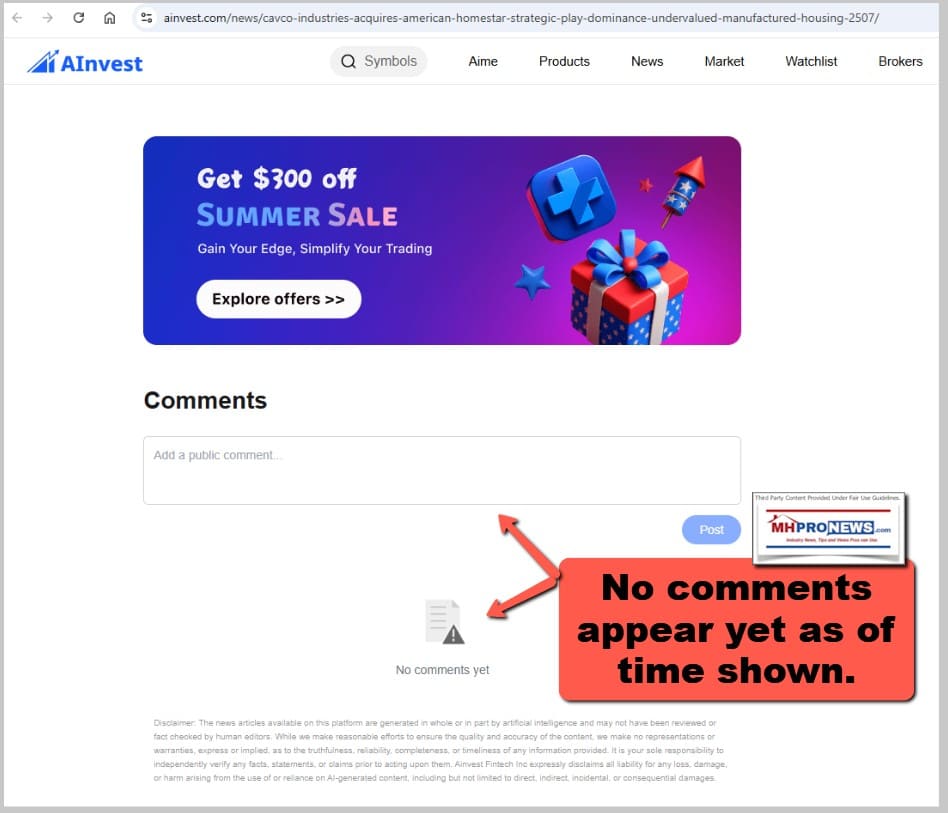 NoCommentsAppearOnAI-InvestWebsiteAsOfScreenshot 2025-07-17 082659 MHProNewsFEA-
