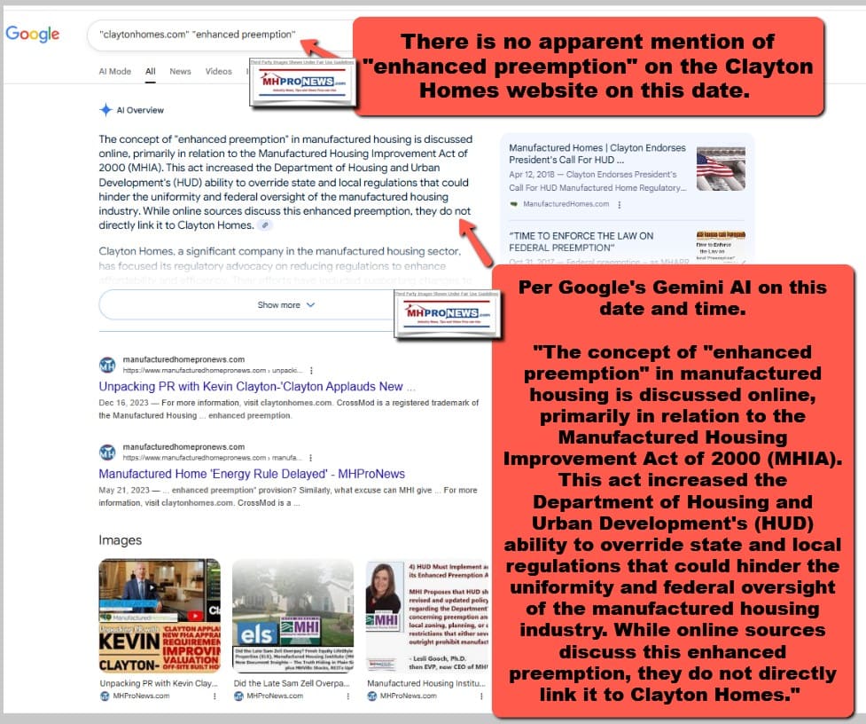 ClaytonHomes.comEnhancedPreemptionGoogleSearchGeminiResponseMHProNews8.11.2025