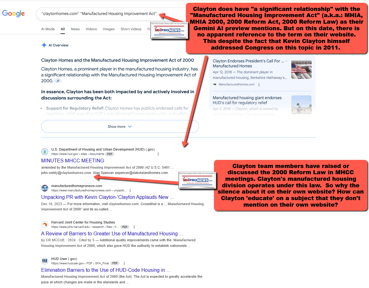 ClaytonHomes.comManufacturedHousingImprovementActNoResultsOnClaytonSiteON8.11.2025