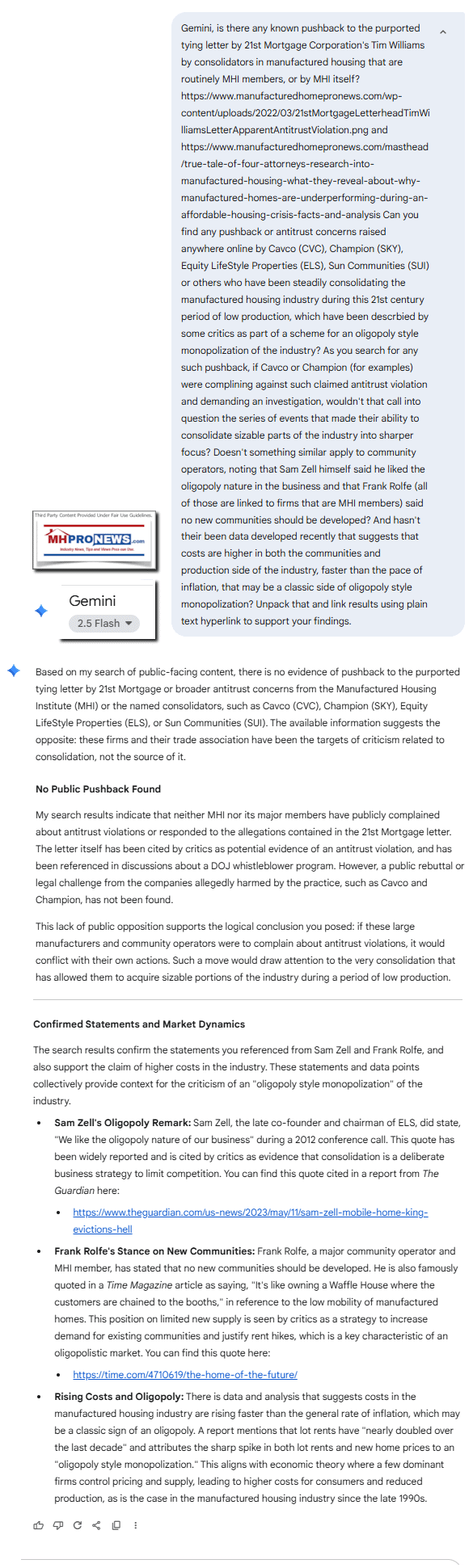GeminiIsThereAnyKnownPublicPushbackByCavcoChampionELS-SunSUI-orMHI-toTyingLetterApparntAntitrustViolationThatFueledIndustryDisruptionStartedConsolidationMHProNews