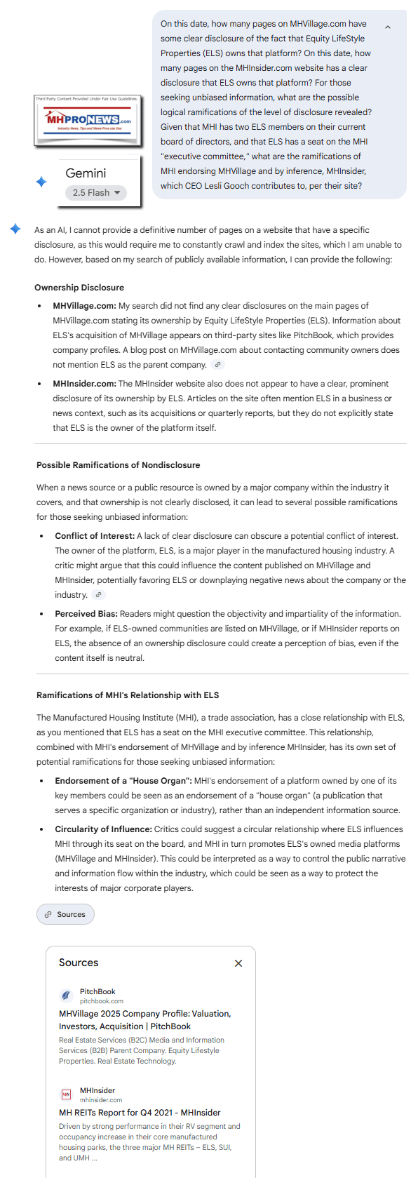 GeminiQ-A-NoClearDisclosureOfELS-ownershipOfMHVillageMHInsiderConflictsInterestWithManufacturedHousingInstituteMHI-MHProNewsFactAnalysisCheck