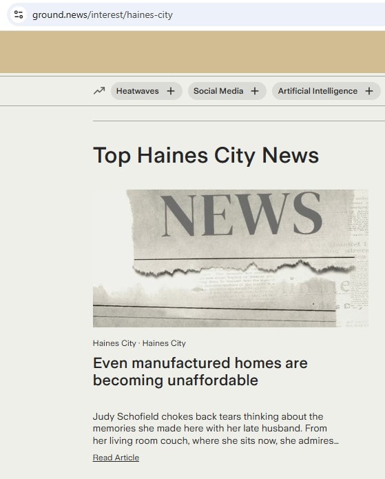 Ground.NewsHainesCityEvenManufacturedHomesBecomingUnaffordable