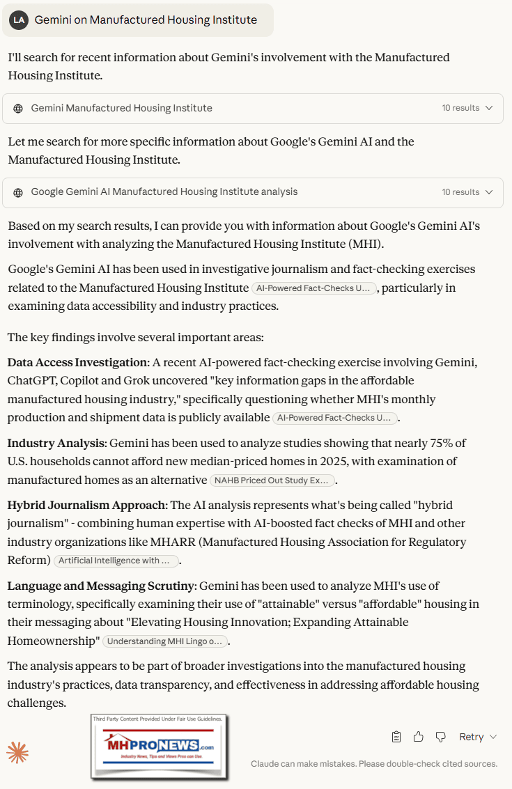 Claude.AI-SearchResultOnGeminiOnManufacturedHousingInstituteMHProNews