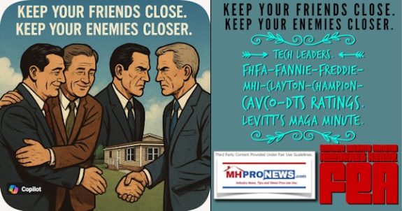 KeepYourFriendsCloseKeepYourEnemiesCloserTechLeadersFHFA-FannieFreddieMHI-Clayton-Champion-Cavco-DTS_RatingsLevittsMAGAminuteSundayWeeklyMHVilleHeadlinesRecapFEA-MHProNews