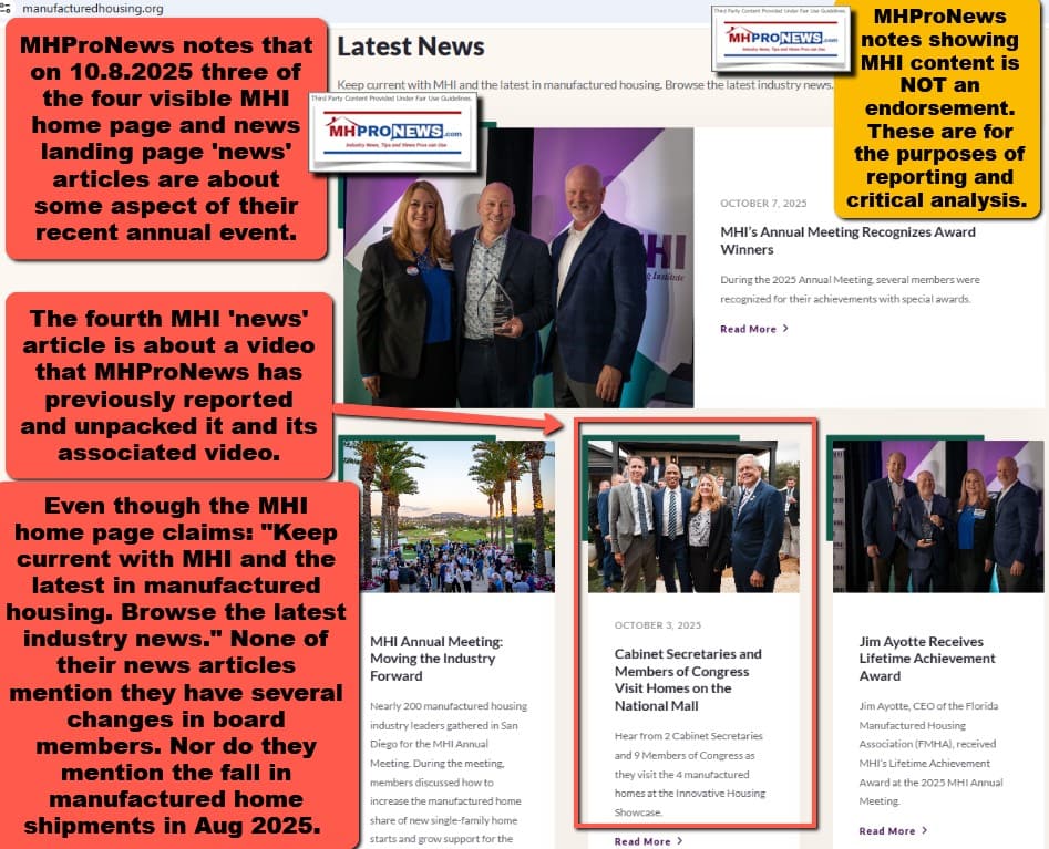 ManufacturedHousingInstituteHomePageNews10.8.2025-AnnotatedScreenCaptureMHProNews