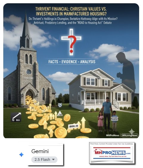 ThriventFiancialBerkshireHathawyChampionHomesRoadToHousingActPredatoryLendingPredatoryManufacturedHomeCommunitiesGeminiManufacturedHomeProNewsMHProNews