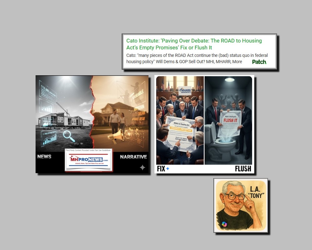 CatoInstitutePavingOverDebateTheROADtoHousingActEmptyPromisesFixOrFlushItManyPiecesROADactContinueBadStatusQuoFederalHousingPolicyWillDemsGOPsellOutMHI-MHARR-MoreKovachMHProNewsPatch