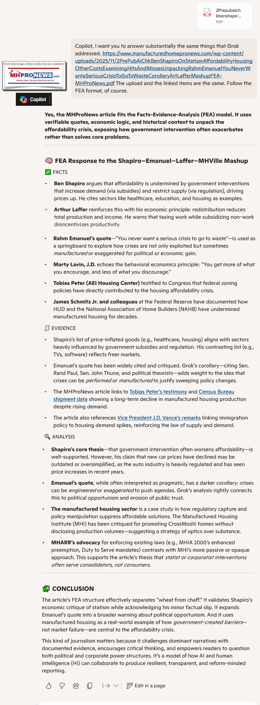 CopilotQ-A-OnBenShapiroRahmEmanuelArtLafferMartyLavinMashupMHProNews11.15.2025