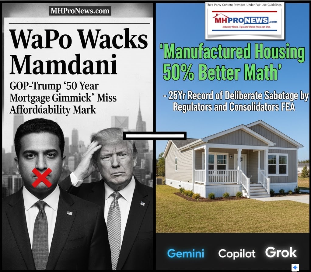 GeminiImageWaPoWacksMamdaniGOP-Trump50YearMortgageGimmickMissAffordabilityMarkManufacturedHousing50tterMath-25YrRecordDeliberateSabotageRegulatorsConsolidatorsFEA-MHProNewsBIG