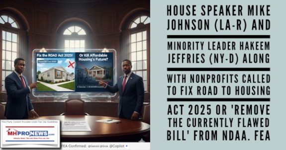 HouseSpeakerMikeJohnsonLA-R_MinorityLeaderHakeemJeffriesNY-D_NonprofitsCalledToFixROADtoHousingAct2025orRemoveTheCurrentlyFlawedBillFromNDAA-FEA-MHProNews