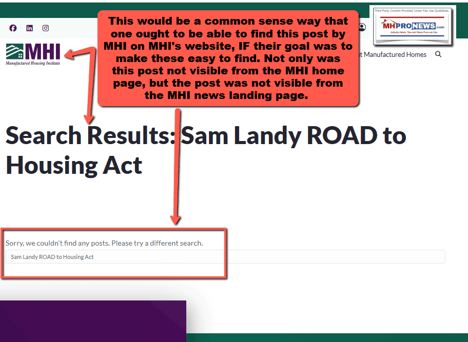 MHI-SamLandyROADtoHousingAct2025MHIwebsiteSearchScreenshot 2025-11-13 100919ManufacturedHomeProNewsMHProNews