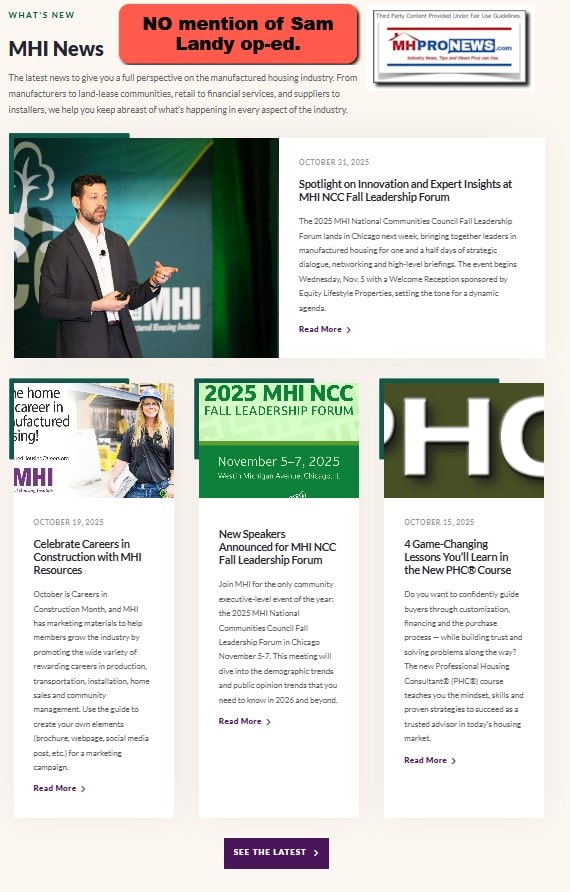 ManufacturedHousingInstituteMHI-NewsLandingPageScreenshot 2025-11-13 100757NO-SamLandyManufacturedHomeProNewsMHProNews