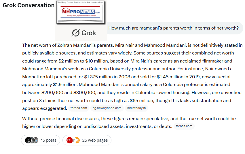 NetWorthOfZohranMamdanisParentsPerGrok2to10MillionDollarsorMoreMiraNairMahmoodMamdaniMHProNews7.11.2025circa9.11amET
