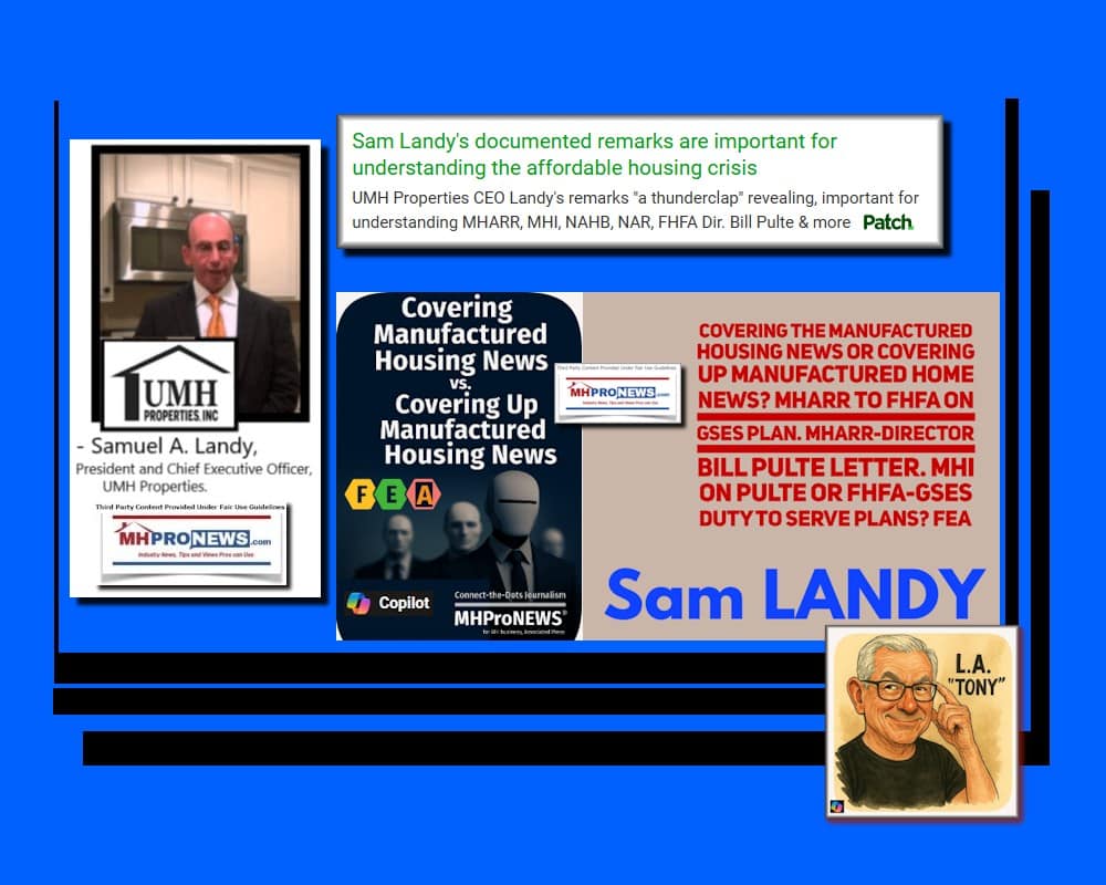 SamLandyRemarksImportUnderstandAffordableHousingCrisisUMH_PropertiesCEOThunderclapRevealingImportantUnderstandingMHARR_MHI_NAHB_NAR_FHFA_DirBillPulteKovachMHProNewsPatch
