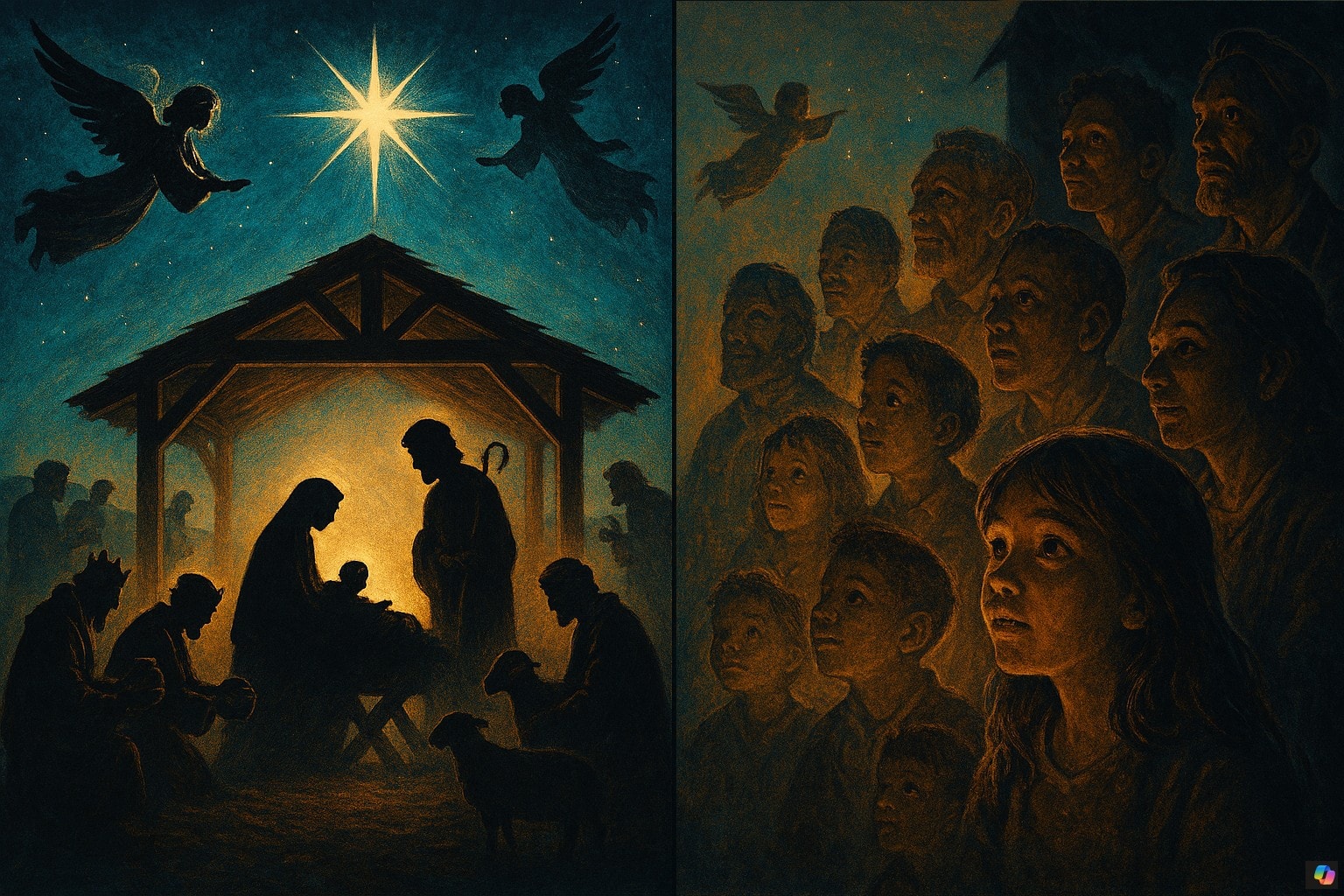 ChristmasJesusMaryJosephShepherdsMagiAngelsPeopleLookingOnInWonderMHProNewsCopilot