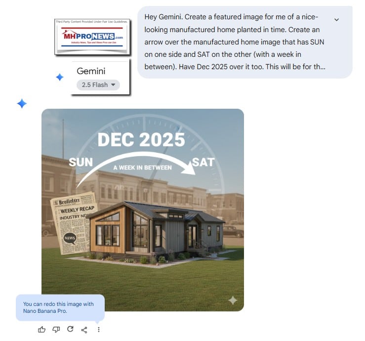 GeminiManufacturedHomeImageCreationSundayWeeklyHeadlinesRecapDec2025