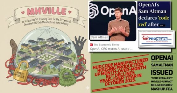 HUDcodeManufacturedHousingProductionUpMonthOverMonthButDeclinesYearOverYearInOctober2025OpenAI_SamAltmanIssuedCodeRedAlertMHVilleAIimpactMHI-MHInsiderMashupFEA-MHProNews