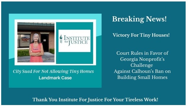 InstituteForJusticeIJ-CalhounGA-WinsCaseThankYouIJ-JanetThomeTHAUSA-MHProNews