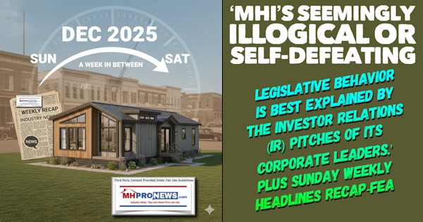 MHIsSeeminglyIllogicalOrSelfDefeatingLegislativeBehaviorIsBestExplainedByTheInvestorRelationsIRpitchesOfItsCorporateLeadersPlusSundayWeeklyHeadlinesRecapFEA-MHProNews