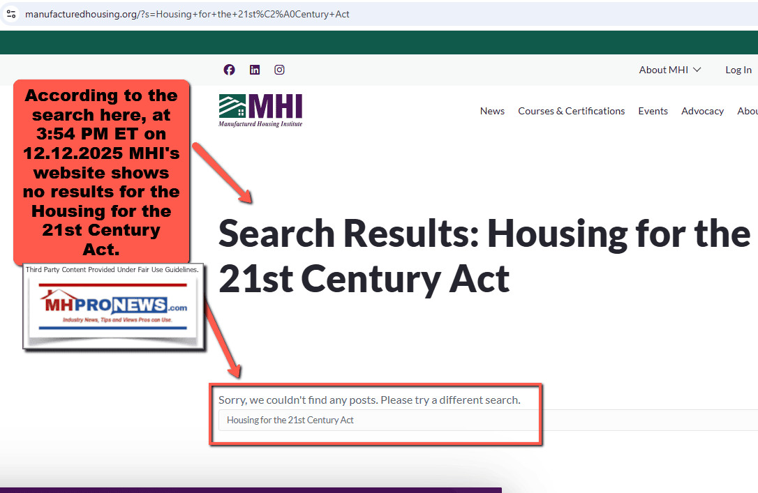 ManufacturedHousingInstituteNoResultsForHousingForThe21stCenturyAct-ScreenShot12.12.2025at3.54PMet-MHProNews