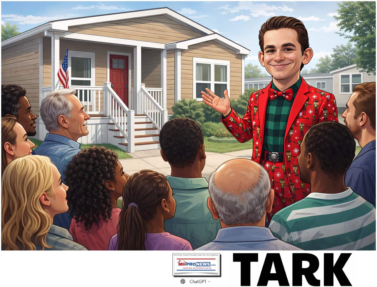 TARK-TamasAdrianRezaKovach-CaricatureByChatGPT-GivingPresenationOnAffordableHousingSolution12.30.2025MHProNews