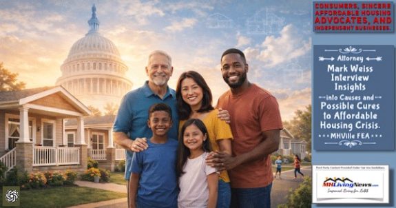Consumers, Sincere Affordable Housing Advocates, and Independent Businesses. Attorney Mark Weiss Interview Insights into Causes and Possible Cures to Affordable Housing Crisis. MHVille FEA