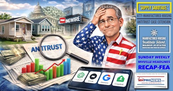 SupplySabotageAttyManufacturedHousingAntitrustCaseExtensionManufacturedHousingInstituteSilentMashup50StatesManufacturedHomeProductionShipmentsSundayWeeklyRecapFEA-MHProNews