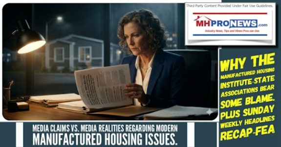 MediaClaimsVsMediaRealitiesRegardingModernManufacturedHousingIssuesWhyTheManufacturedHousingInstituteStateAssociationsBearSomeBlamePlusSundayWeeklyHeadlinesRecapFEA