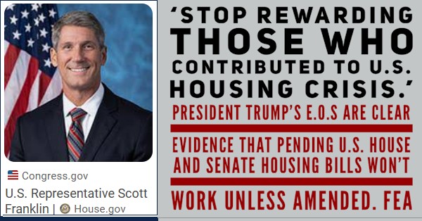 StopRewardingThoseWhoContributedToU.S.HousingCrisisPresidentTrumpsEOsAreClearEvidenceThatPendingU.S.HouseAndSenateHousingBillsWontWorkUnlessAmendedFEA