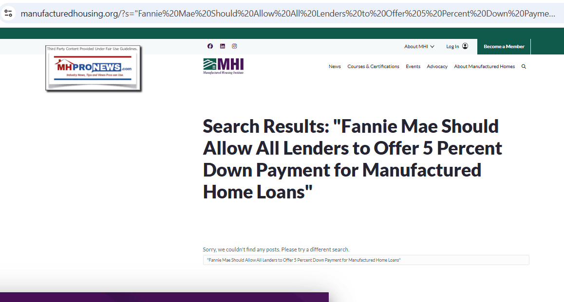 FannieMaeShouldAllowAllLendersToOffer5PercentDownPaymentForManufacturedHomeLoans4.12.2026MHProNewsFacts-Evidence-Analysis-Check