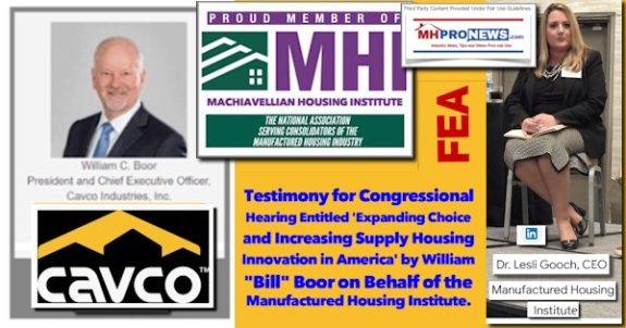 TestimonyForCongressionalHearingEntitledExpandingChoiceAndIncreasingSupplyHousingInnovationInAmericaByWilliamBillBoorOnBehalfOfTheManufacturedHousingInstituteFEA