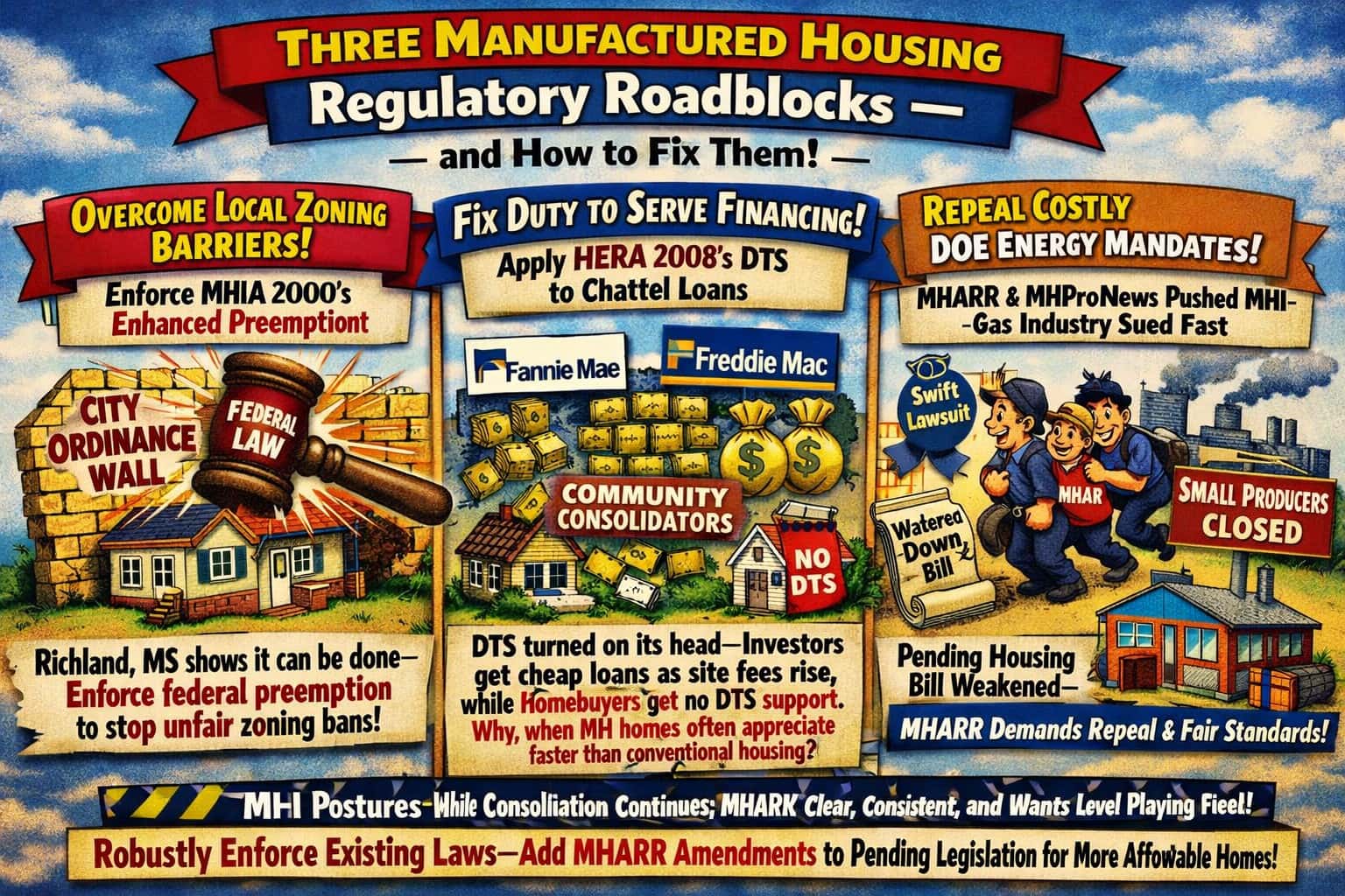 5.20.2026ThreeManufacturedHousingRoadblocksHowToFixThemComicInfographicCopilotMHProNews