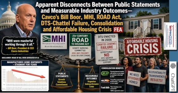 ApparentDisconnectsBetweenPublicStatementsAndMeasurableIndustryOutcomesCavcosBillBoorMHI-ROADactDTS-ChattelFailureConsolidationAndAffordableHousingCrisisFEA