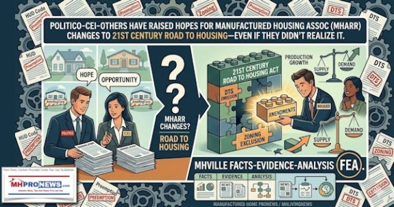 PoliticoCEIothersHaveRaisedHopesForManufacturedHousingAssocMHARR-Changesto21stCenturyROADtoHousingEvenIfTheyDidntRealizeItMHVilleFacts-Evidence-AnalysisFEA