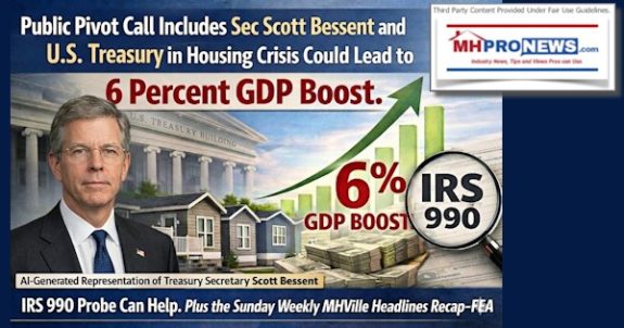 PublicPivotCallIncludesSecScottBessentAndU.S.TreasuryInHousingCrisisCouldLeadTo6PercentGDPboost.IRS990ProbeCanHelpPlusTheSundayWeeklyMHVilleHeadlinesRecapFEA