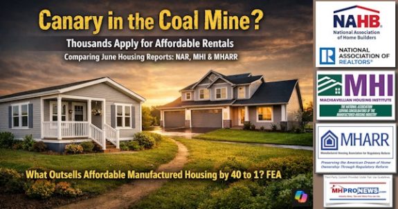 CanaryInTheCoalMineThousandsApplyForAffordableRentalsComparingJuneHousingReportsMainstreamNAR-MHIandMHARR-WhatOutsellsAffordableManufacturedHousingBy40to1-FEA