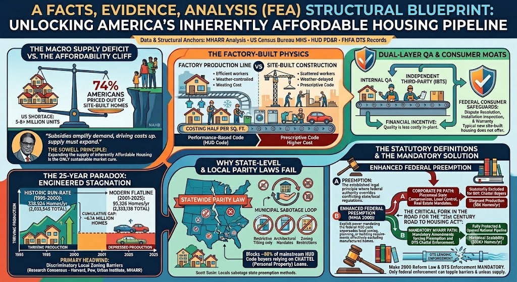Gemini6.7.2026InfographicWhyManufacturedHousingVsConventionalHousingWhyEnhancedPreemptionHalfCostToBuild