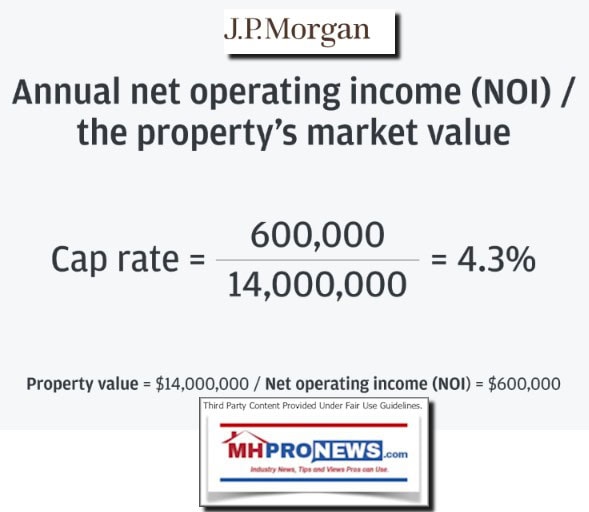 JPMorgan-CapRateFormulaCapitalizationRateFormulaCapRateEqualsPropValueDivideByNetOperatingIncomeNOIequalsCapRateMHProNews