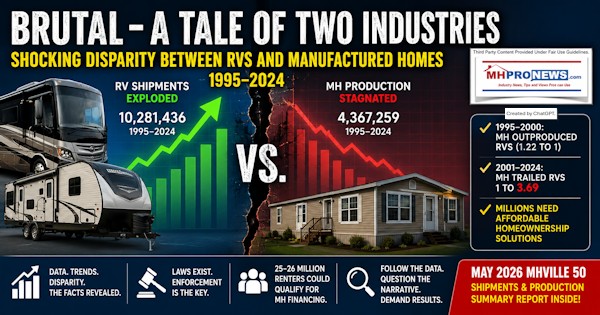 BrutalaTaleOfTwoIndustriesShockingDisparityBetweenRVsAndManufacturedHomes1995_2024PlusMay2026MHVille50UnitedStatesShipmentsAndProductionSummaryReportFEA