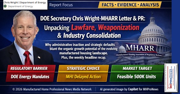 DOEsecretaryChrisWrightMHARRletterAndPRwhyItMattersWeaponizationLawfareEvolvingManufacturedHousingIndustryLandscapePlusTheSundayWeeklyMHVilleHeadlinesRecapFEA1