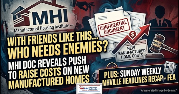 WithFriendsLikeManufacturedHousingInstituteMHIwhoNeedsEnemiesMHIdocRevealsPushedMHCCtoRaiseCostsOnNewManufacturedHomesPlusSundayWeeklyMHVilleHeadlinesRecapFEA